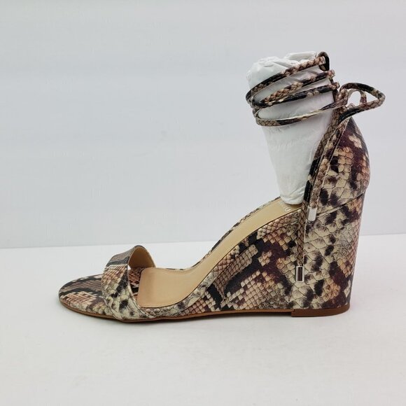 Vince Camuto Stassia Womens Size 8.5 Snake Skin Leather Strappy Wedge Sandals - Picture 3 of 9
